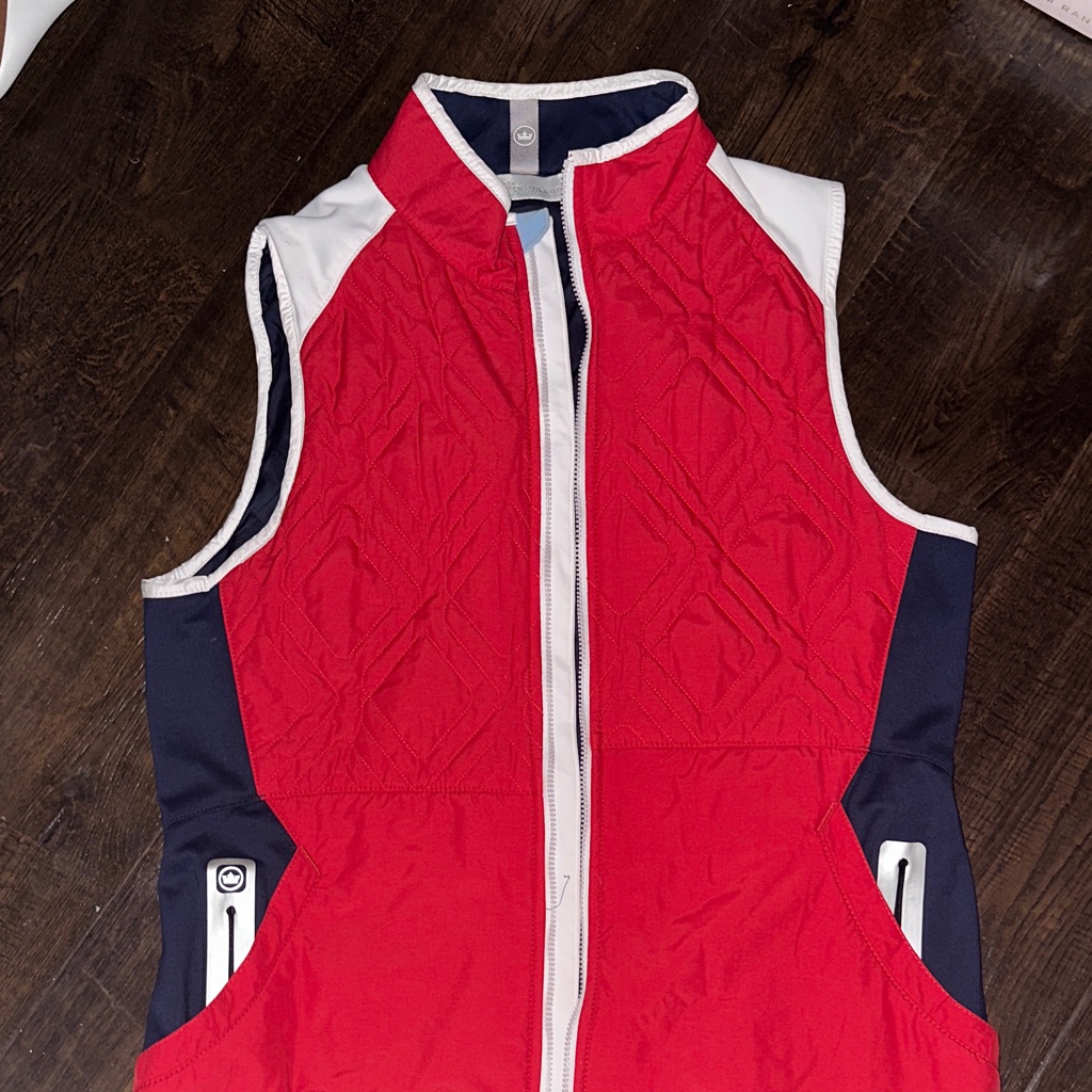 Peter Millar Red And White Quilted Vest